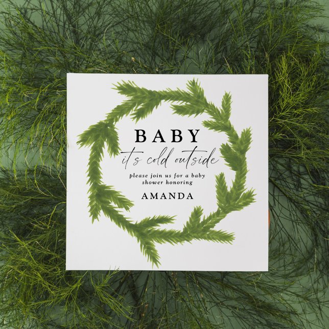 Convite Bebê, está frio lá fora aguarela baby shower (Criador carregado)