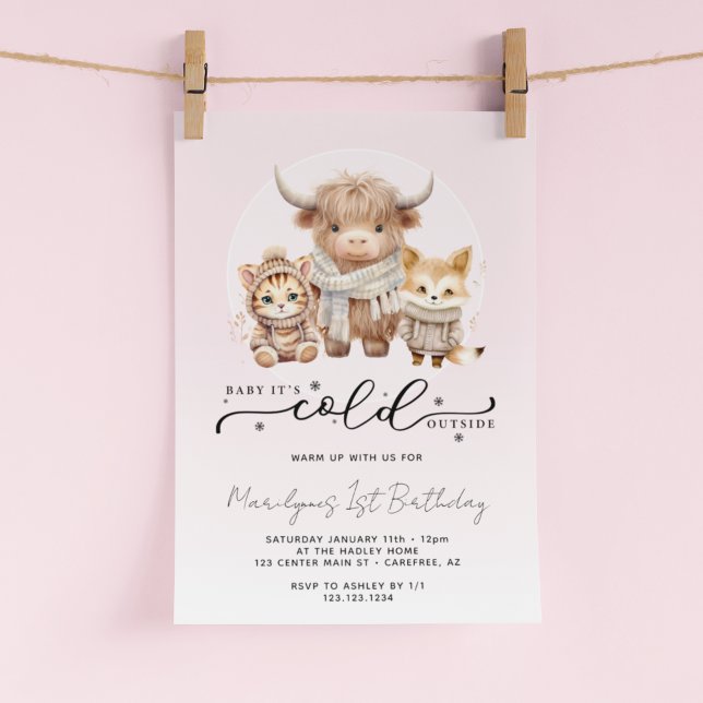 Convite Bebê Está Frio Lá Fora Aniversário de 1 ano da Men (Criador carregado)