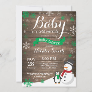 Convite Bebê Está Frio Lá Fora Chuveirinho de Bebê de Inve