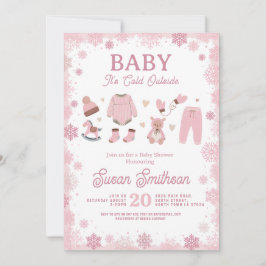 Convite Bebê, Está Frio Lá Fora, Chuveiro, Menina Rosa, In