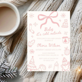 Convite Bebê Está Frio Lá Fora Festa de Chá de Bebê de Inv