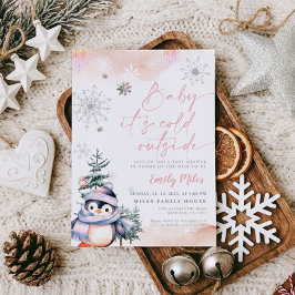 Convite Bebê está frio lá fora, Pinguim Chá de fraldas de 