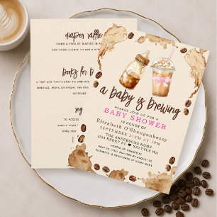 Convite Bebê está Preparando Café Garota Chuvada de Bebê T