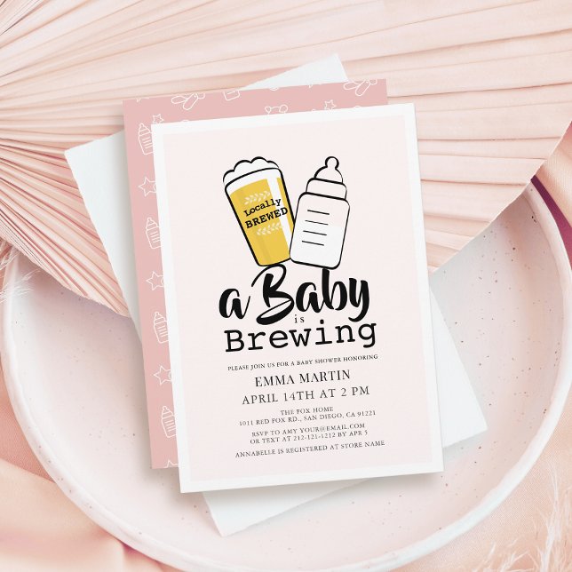 Convite Bebê está preparando cerveja Mamadeira Rosa Chá de (Criador carregado)