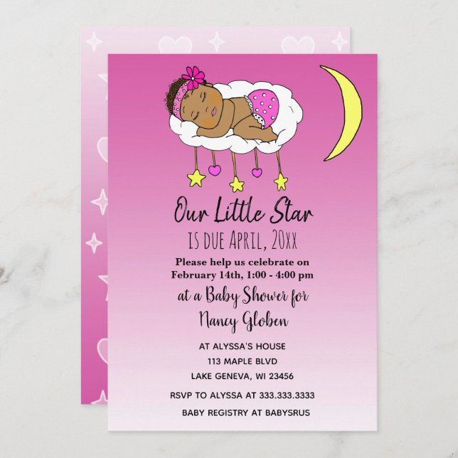 Convite Bebê Étnico no Chuveiro de Bebê da Garotinha da Nu (Frente/Verso)