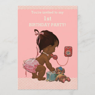 Convite Bebê étnico no primeiro aniversario de Chevrons Ro