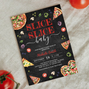 Convite Bebê Fatia Fatia   Chá de fraldas Pizza Chalkboard
