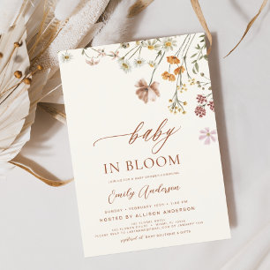 Convite Bebê Flor Silvestre em Flor Baby Shower Terracota
