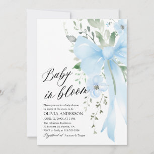 Convite Bebê Floral Arco Azul no Chá de fraldas Bloomie Bo