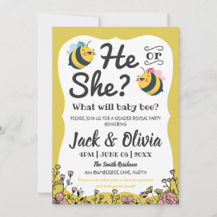 Convite Bebê Floral Bumblebebe Ele Ou Ela Revela Gênero