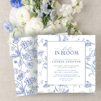 Convite Bebê Floral Chinês Blue & White Vintage em Sangue