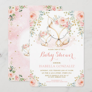 Convite Bebê Floral Cor-De-Rosa, Chá De Rapariga
