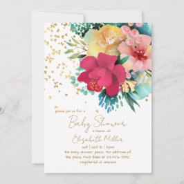 Convite Bebê Floral Estonteante Em Chá de fraldas De Sangu
