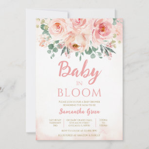 Convite Bebê Floral Rosa em Chá de fraldas Bloqueado