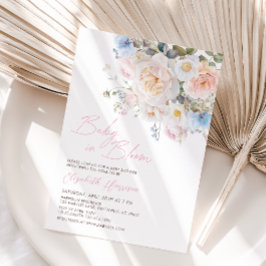 Convite Bebê Floral Rosa em Chá de fraldas Bloqueado