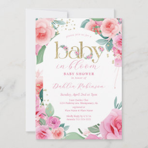 Convite Bebê Floral Rosa em Flor Chá de Bebê