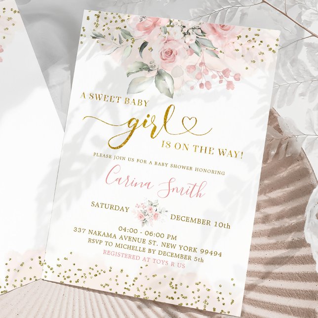 Convite Bebê Floral Rosa Esbranquiçado No Caminho Do Chá d (Criador carregado)