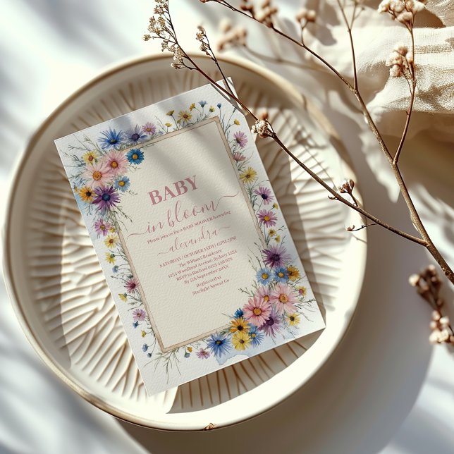 Convite Bebê Floral Rosa Esbranquiçado no Chá de Sangue (Criador carregado)