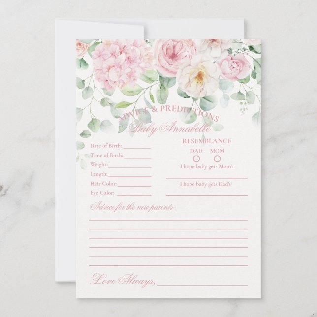 Convite Bebê Floral Rosa no Bloom Advance para Bebê (Frente)