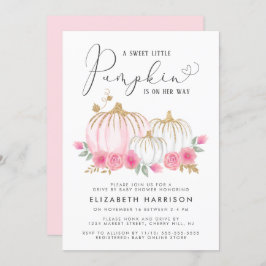 Convite Bebê Floral Rosa-Pumpkin Dirigida Por Chá