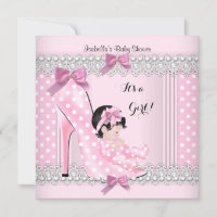 Bebê Fofa Chuveiro Menina Rosa Bolinhas Salto Alto