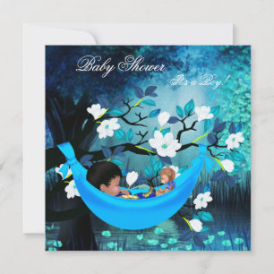 Convite Bebê Fofo Chuveiro Menino Bebê Azul Magical