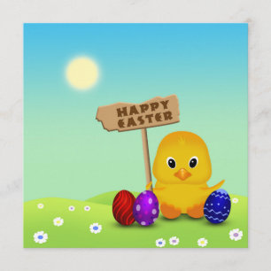 Convite Bebê Frango de Páscoa Fofo e Feliz