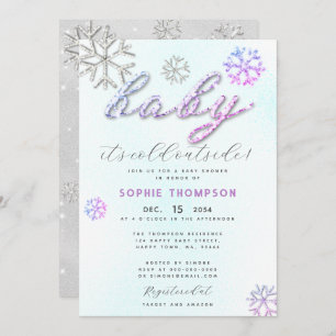 Convite Bebê Frio Fora do Rinoceronte Roxo Chá