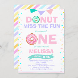 Convite Bebê Garota Sprinkles A Rosquinha De Aniversário P