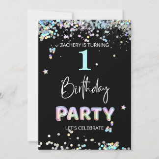 Convite *~* BEBÊ GAROTO 1 rua Um Primeiro Aniversário do B