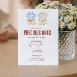 Convite Bebê gêmeo Chá de fraldas bonito