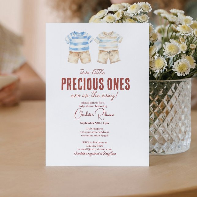 Convite Bebê gêmeo Chá de fraldas bonito (Criador carregado)