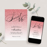 Convite Bebê Glam Rosa Glitter Doce 16<br><div class="desc">Este belo convite apresenta brilho cor-de-rosa e texto personalizado. Use o modelo para adicionar suas informações. Altere a fonte ou adicione mais texto usando o recurso Personalizar.</div>
