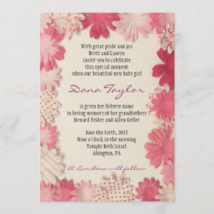 Convite Bebê judaico das flores de papel que nomeia o