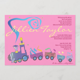 Convite Bebê judaico do trem que nomeia a menina do