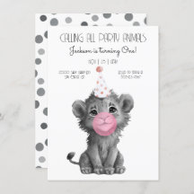 Bebê Lion Cub preto e branco Aniversário