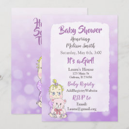 Convite Bebê Loura com Urso de Pelúcia Bebê mais extravaga