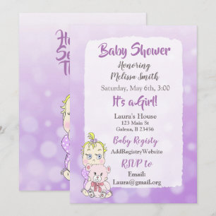 Convite Bebê Loura com Urso de Pelúcia Bebê showier