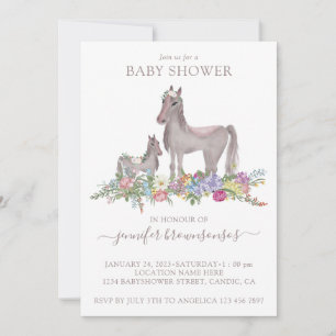 Convite Bebê Mamãe Cavalo Floral