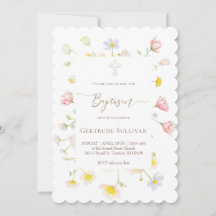 bebê menina Batismo flores silvestres