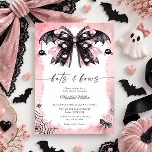 Convite Bebê Menina Chuveirinho de Halloween Bats & Bows