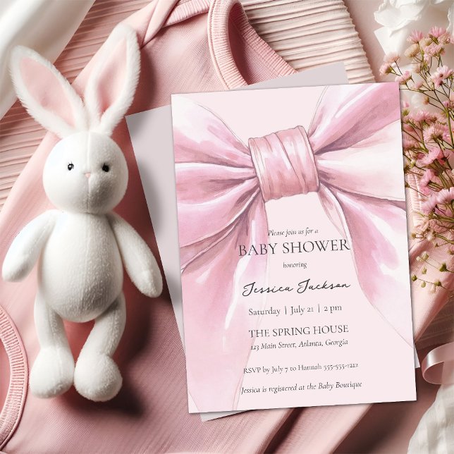 Convite Bebê Menina com Laço Rosa  (Criador carregado)