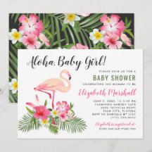 Bebê Menina Flamingo Tropical Shower Aloha