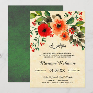 Convite Bebê Menina Floral Vintage Aqiqah
