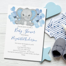 Bebê Menino Azul Elefante Chuveiro de Bebê Flores