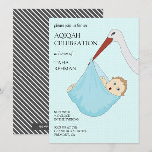 Convite Bebê Menino Azul Passarinho Fofo Aqiqah