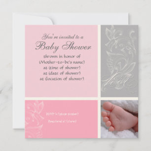 Convite Bébé Modern Swirl n Dot - Chá para Meninas Convida