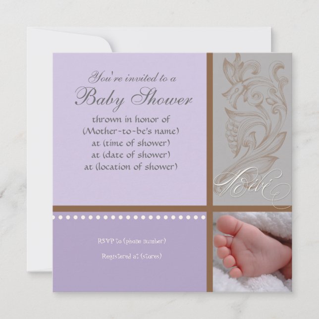 Convite Bébé Modern Swirl n Dot - Chá para Meninas Convida (Frente)