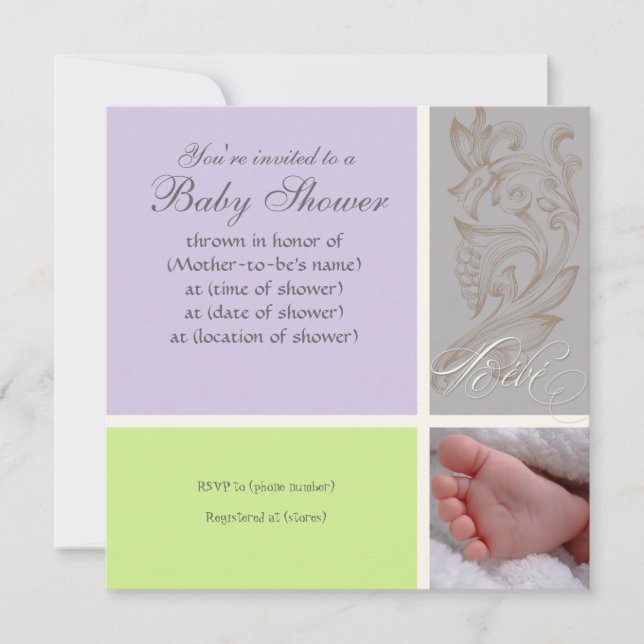 Convite Bébé Modern Swirl n Dot - Chá para Meninas Convida (Frente)