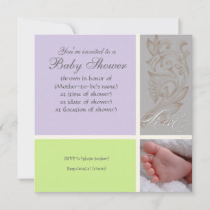 Convite Bébé Modern Swirl n Dot - Chá para Meninas Convida